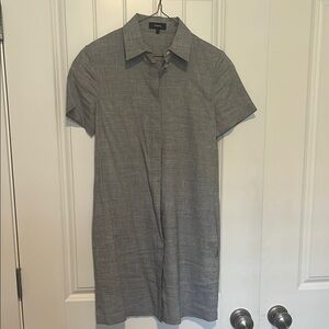 Theory Gray Notched Collar Raglan Mini Dress